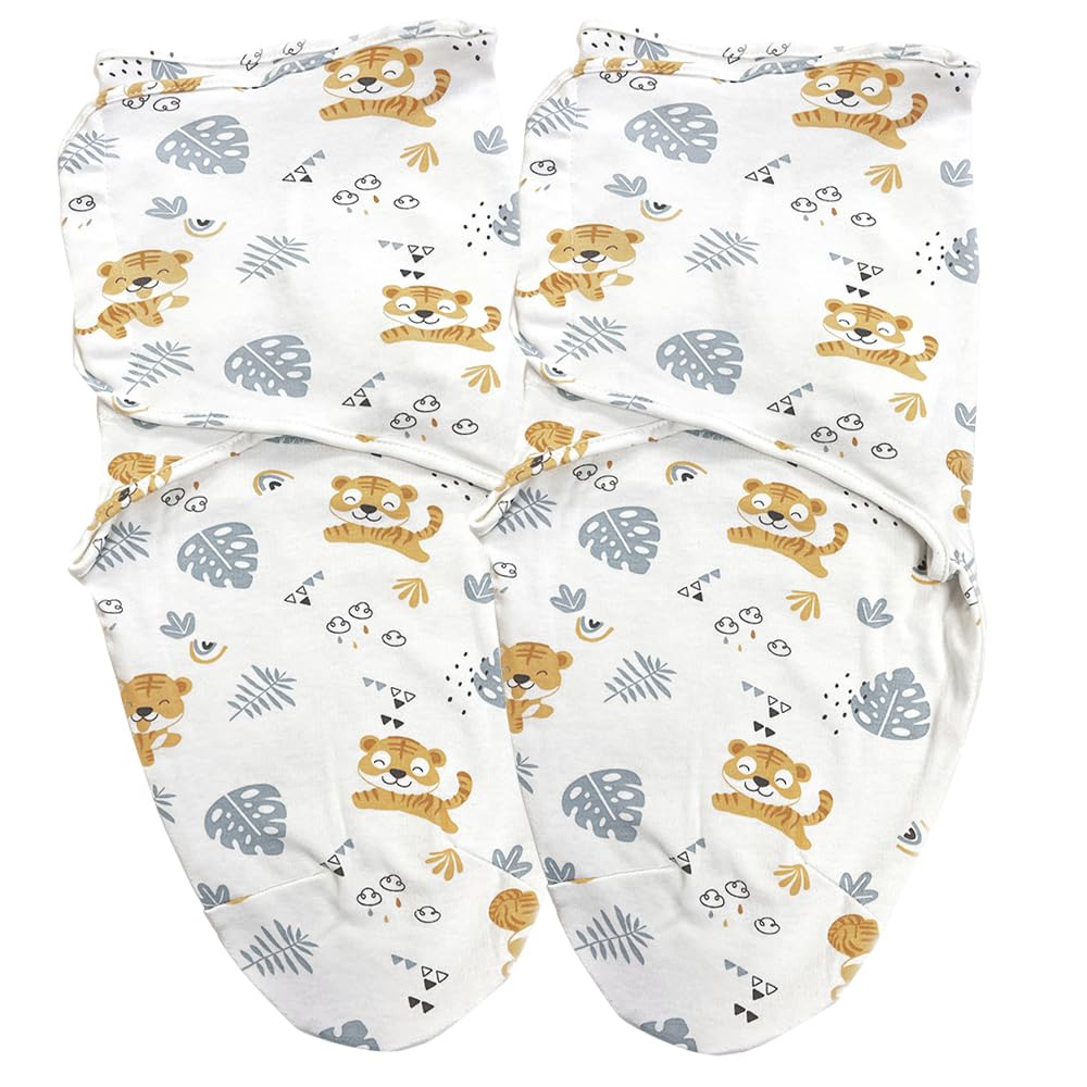 Callowesse 100% Cotton Newborn Swaddle 0.5 TOG – Adjustable Baby Swaddle Wrap, Baby Essential – Curious Cubs Pack of 2