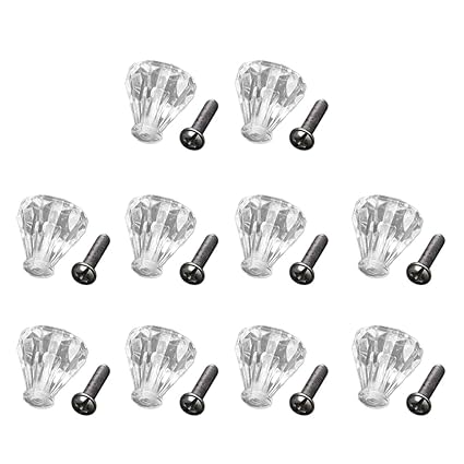 10x Clear Faceted Small Drawer Knob Cupboard Cabinet Pull Handle