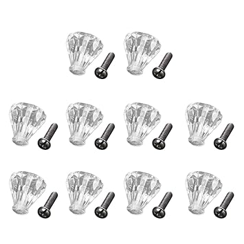 10x Clear Faceted Small Drawer Knob Cupboard Cabinet Pull Handle