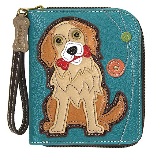 Chala Golden Retriever Zip-Around Wristlet Wallet, Dog Mom Gift