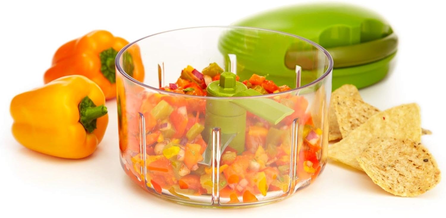 Kuhn Rikon Pull Chop Chopper/Manual Food Processor with Cord Mechanism, Green, 2-Cup: Choppers: Kitchen & Dining