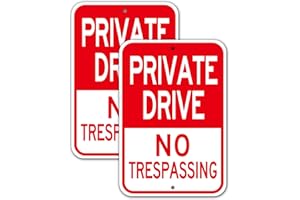 CREAKSTONE private driveway sign, (2 Pack) 12'' X 18''Private Drive No Trespassing Sign, Rust Free Heavy Duty Aluminum Private Road Reflective Warning Signs,Easy to Mount,Outdoor use