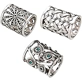 Joyci 3pcs Retro Women's Scarf Ring Clip Slide in Gold Silver Tone Metal Antiqued Hollow Tube Chiffon Buckle