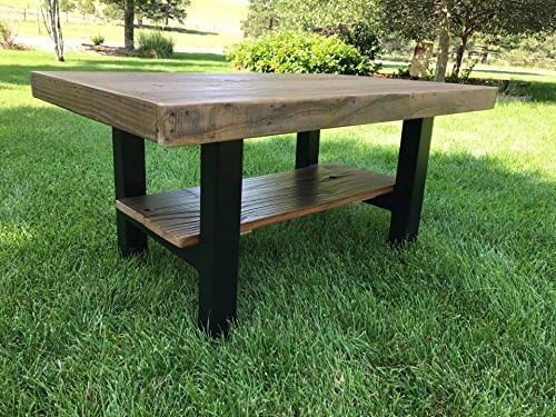 Reclaimed Cedar Coffee Table with Tubular Steel Legs and Shelf Option - 2 sizes