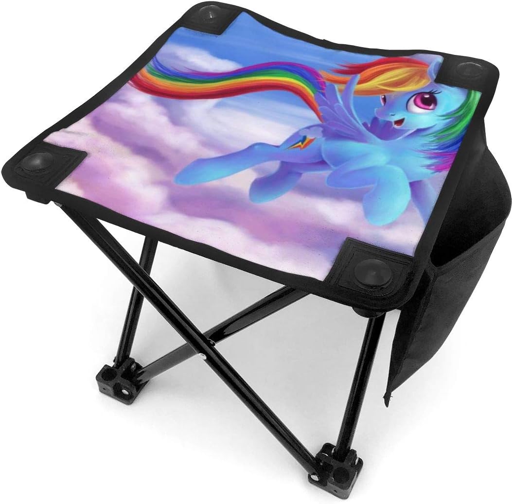 Frightened Beast Rainbow Dash My Little Pony Friendship is Magic Camping Stool Folding Portable Outdoor Slacker Chair Folding Campings Stool Suitable for Outdoor Travel, Hiking
