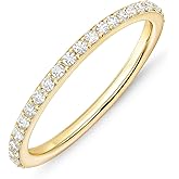 gelbesty 925 Sterling Silver Wedding Band for Women, Gold Promise Eternity Engagement Rings for Her, Non Tarnish Silver Stackable Thumb Pinky Band for Oura Ring Size 4/5/6/7/8/9/10/11