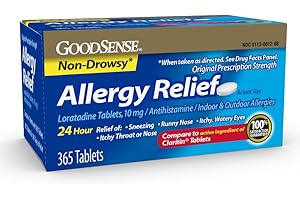 GoodSense Allergy Relief Loratadine Tablets 10 mg, Antihistamine, Allergy Medicine for 24 Hour Allergy Relief, 365 Count