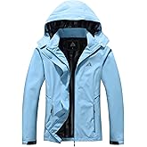 MOERDENG Women's Waterproof Rain Jacket Lightweight Raincoat Hooded Hiking Jacket Softshell Windbreaker