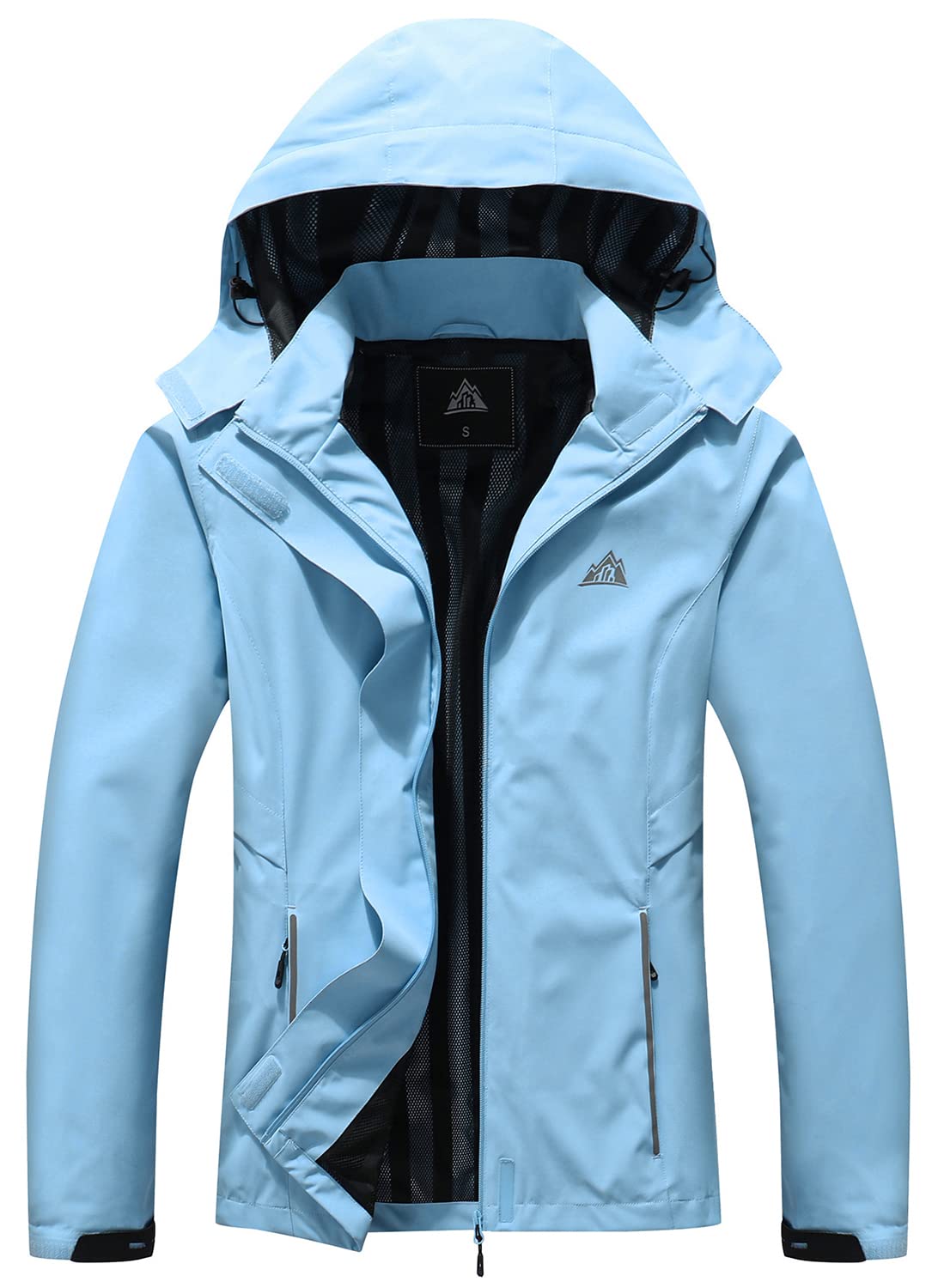 Photo 1 of MOERDENG Women's Waterproof Rain Jacket Lightweight Raincoat Hooded Hiking Jacket Softshell Windbreaker