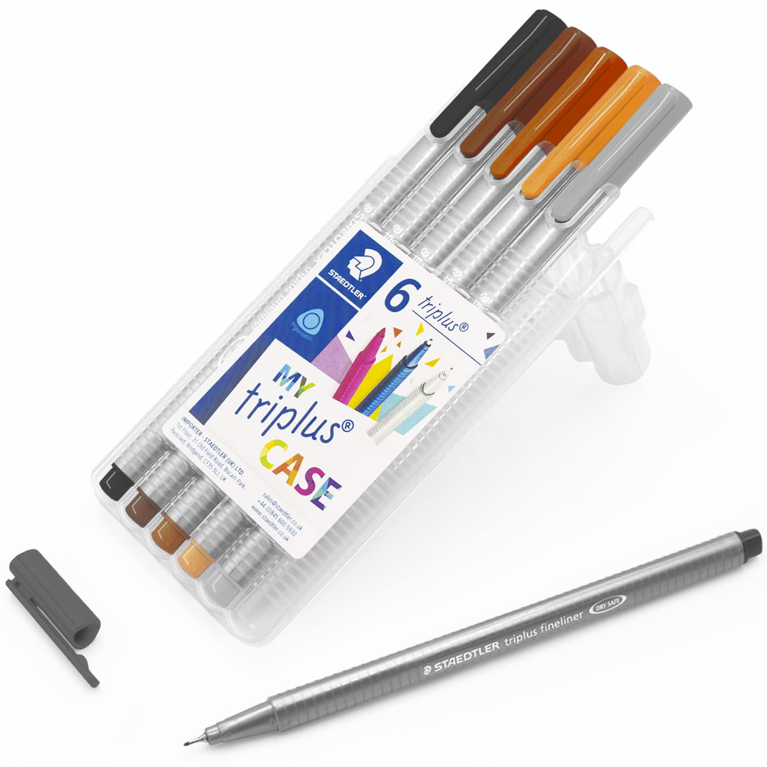 STAEDTLER 334 Triplus Fineliner Superfine Point Pens - 0.3mm - Wallet of 6 (Sepia Grey)