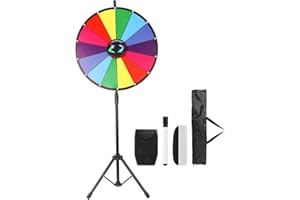 Voilamart 24 Inch Prize Wheel with Folding Tripod Floor Stand Height Adjustable 14 Slots Color Dry Erase Spin Wheel Spinner Game with Dry Erase & Marker Pen for Trade Show Fortune Spinning Game