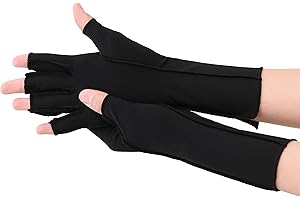 NURCOM Compression Arthritis Gloves, Rheumatoid Pain Relief Compression Gloves for Women & Men, Premium Fingerless Circulation Gloves for Arthritis & Joint Pain, Swelling, Tendonitis, 1 Pair Black L