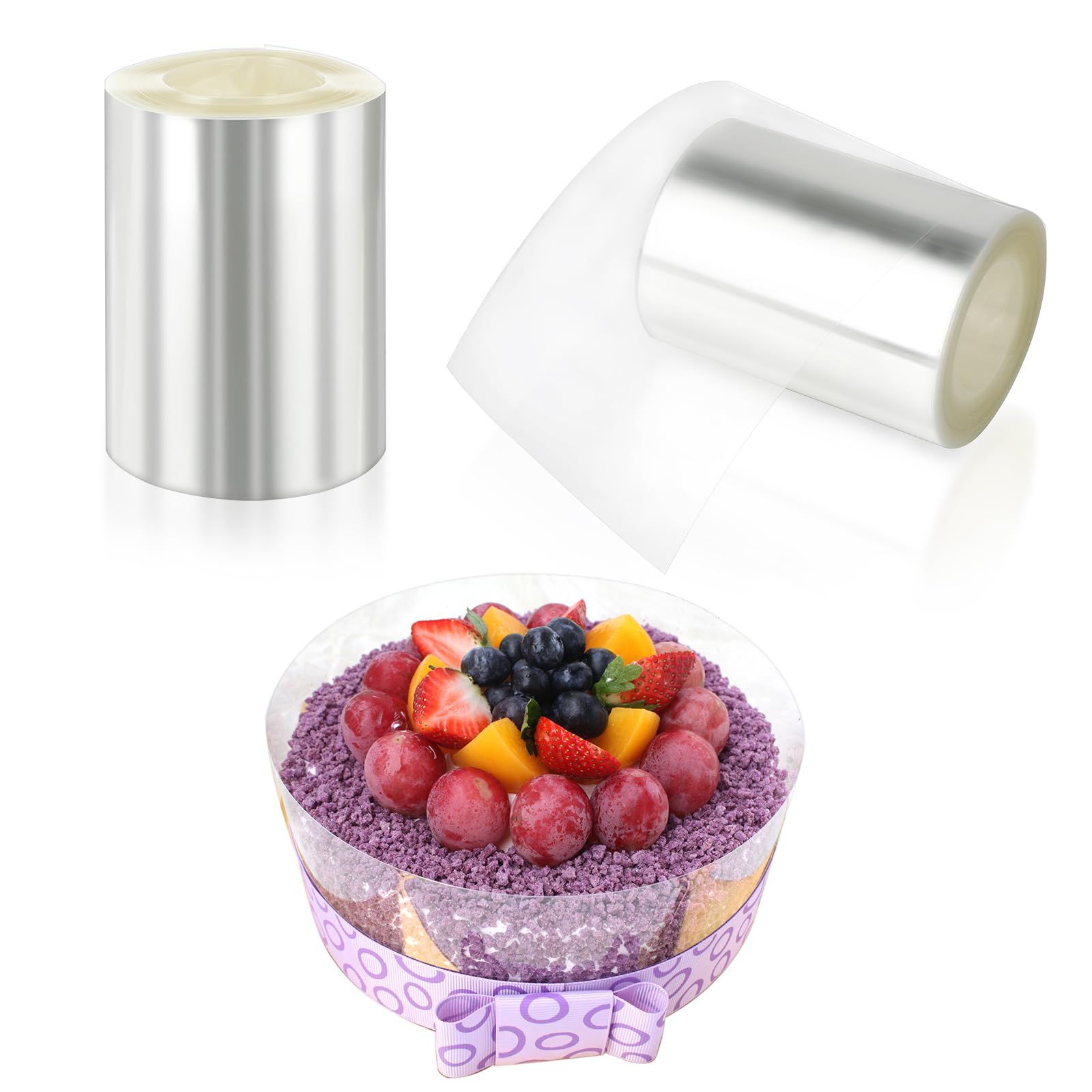 Cake Collar 6cm, Acetate Cake Collars Roll Clear Acetate Sheets Baking Crafts Cake Wrapping Edge Decorating, 10m/393inch Professional Plastic Sheet Cake Strips Transparent Mousse Cake Supplies