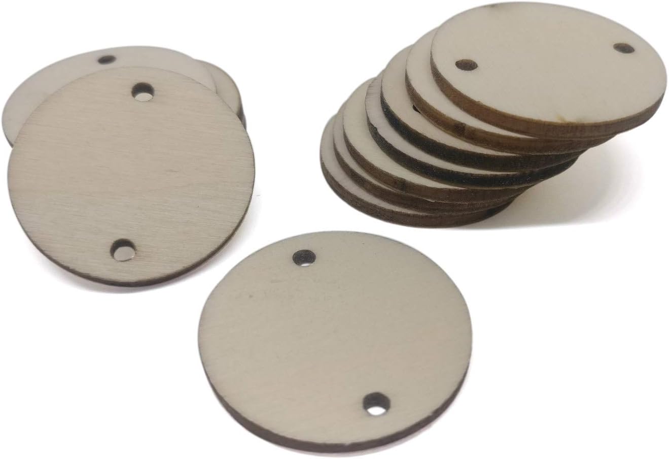 Aumni Crafts Wooden Jewellery Pendant Connectors Craft Scrapbooking Painting Flat Base 30x2mm Round Wood Color (Pack of 20 Pieces)