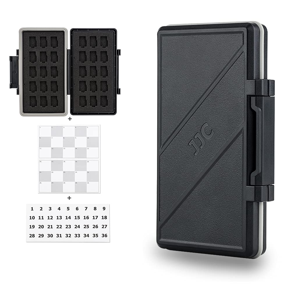 JJC 30 Slots Micro SD Card Holder Water-Resistant Memory Card Carrying Case Storage for 30 Micro SD/SDXC/SDHC Cards