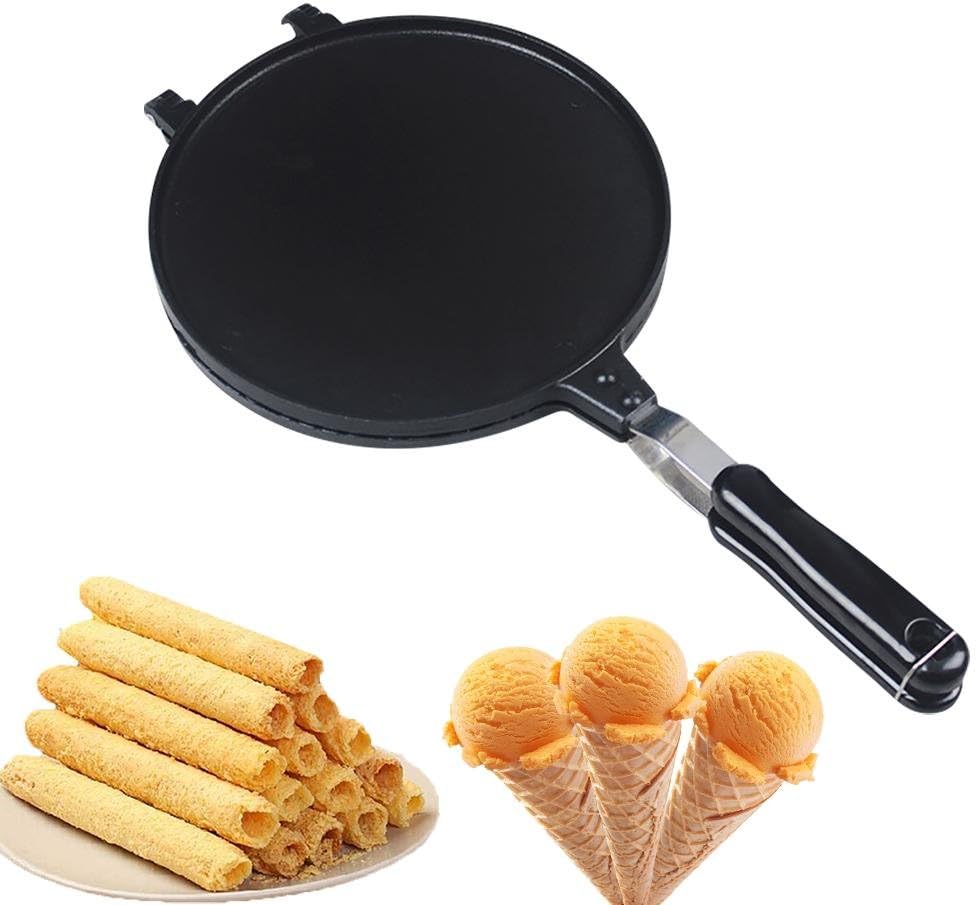 Chalkalon Ice Cream Waffle Cone Maker - Ice Cream Cone Pan Crêpe Maker Crispy Omelette Pan For Omelette Mould And Ice Cream Cone Maker Or Egg Roll Machine