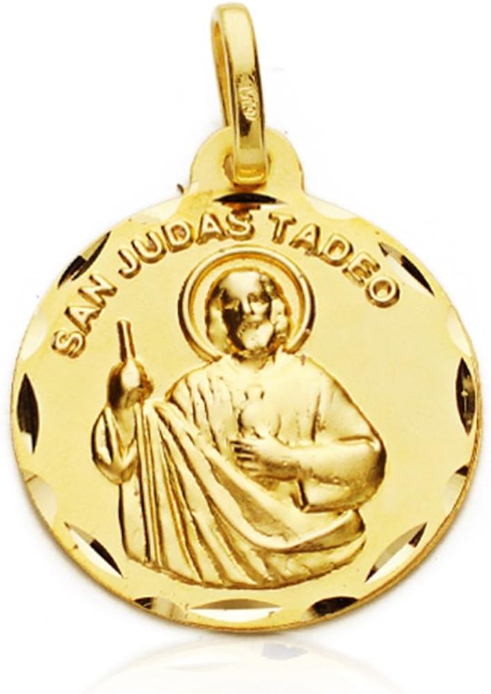 Medalla San Judas Tadeo Oro 18K 18mm Amazon es Ropa Y Accesorios