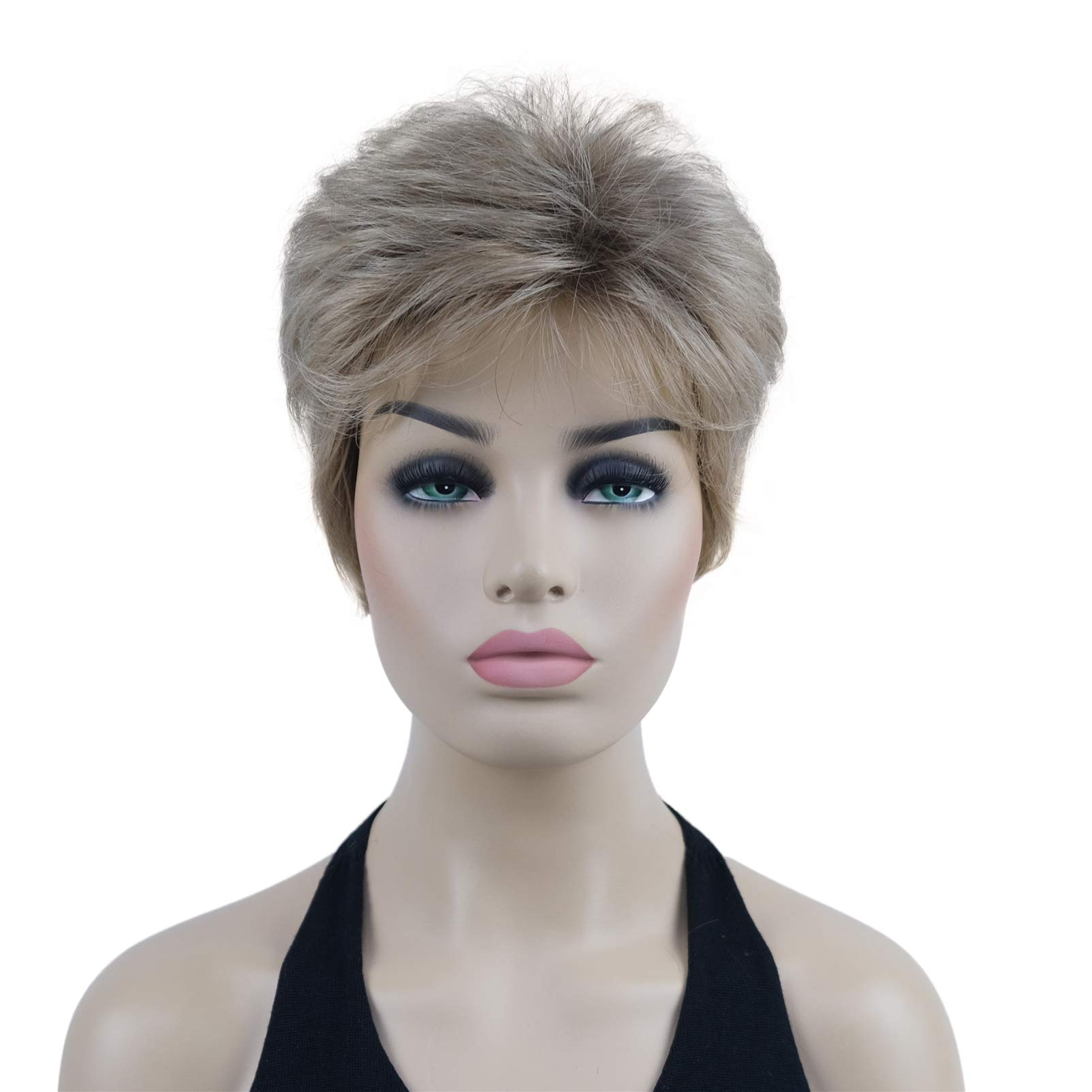 Lydell 6" Women's Short Wigs Soft Wavy Natural Synthetic Wig Layered Movement Classic Styled (R10-24 Blonde Mixed Dark Root)