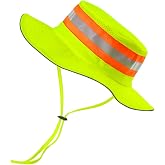 High Visibility Reflective Safety Sun Hat Wide Brim Bucket Boonie Hat Cooling Work Cap for Men Women Outdoor Worker