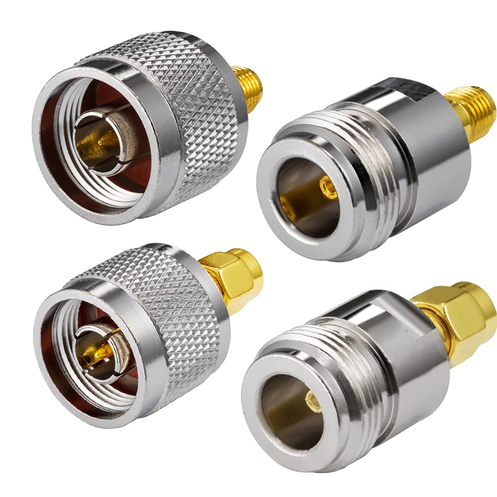 Vecys RP-SMA to N-Type Adapter RP-SMA WiFi Antenna Adapter 4 Kit for WiFi Outdoor WiFi Antenna RPSMA WiFi 4G WiFi Router Wireless Router Bluetooth (4 pieces)