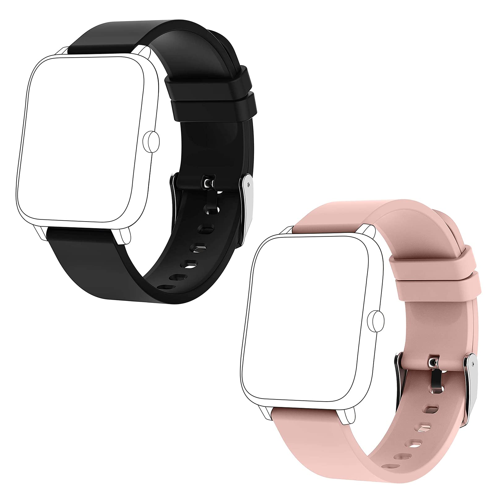 KALINCO 2-Pack Smart Watch Bands 20mm Adjustable Replacement Bands Straps for P22 P96 P32 P36 Smartwatch — image 1