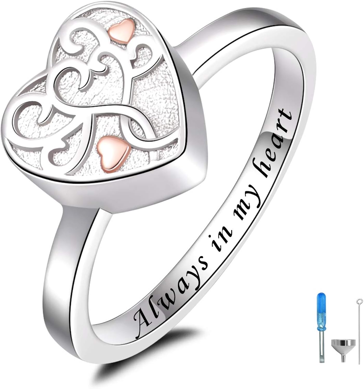 925 Sterling Silver Heart Tree of Life Flower Cremation Urn Ring for Ashes for Women 925 Sterling Silver Heart Tree of Life Flower Cremation Urn Ring for Ashes for Women
