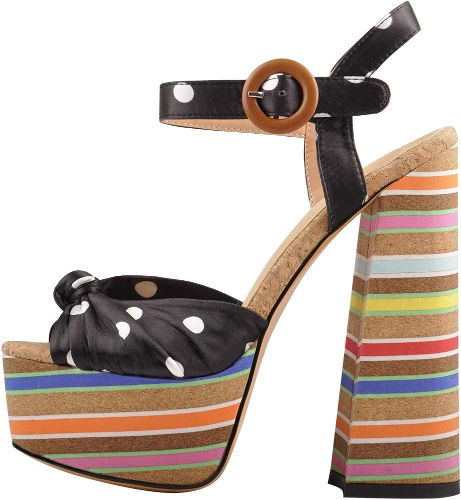 onlymaker Womens Polka Dot Ankle Strap Wedge Platform Sandals