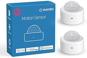 OUVOPO Zigbee Motion Sensor 2 Pack, Mini Smart Motion Sensor, Home Automation, Kid Safety, Compactible with SmartThings, Alexa, Home Assistant, Aeotec, Hubitat with Build-in Zigbee Hub, Hub Required