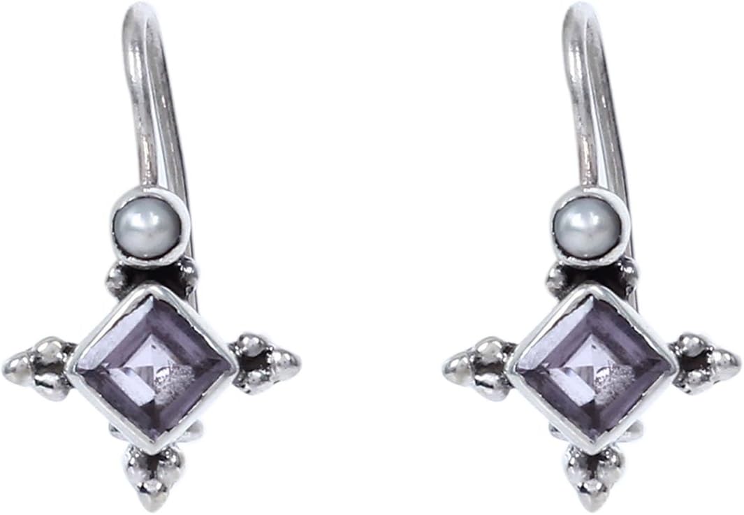 Silverwala925-92.5 Sterling Silver Real Amethyst,peridot,cubic zirconia,ruby,pearl,emerald Stone Fashion Stud Drop Earrings for Women