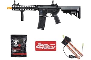 Lancer Tactical Gen 2 Raider Durable M4 Airsoft Gun w/Steel Front Rail, Grip & High Speed Mid Mag- 9.6v Nimh 1600 mAh Battery, Charger, and 1000 Rounds 0.20g BBS Included