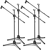 Sherr 2 Pcs Adjustable Microphone Mic Stands Bulk, Mic | Adjustable Steel Mic Stands with Boom Arms, Dual Clips and Foldable Tripod Bases for Stage, Studio and Live Streaming