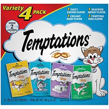 Temptations Classic Cat Treats, Classic Flavor Variety Pack, 3oz. (Pack of 4)