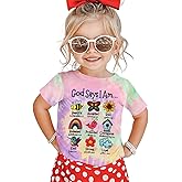 AFUKUIA Christian Shirt Toddler Baby Girl God Says I Am Bible Verse Jesus Religious T-Shirt Kid Tie Dye Short Sleeve Tee Tops