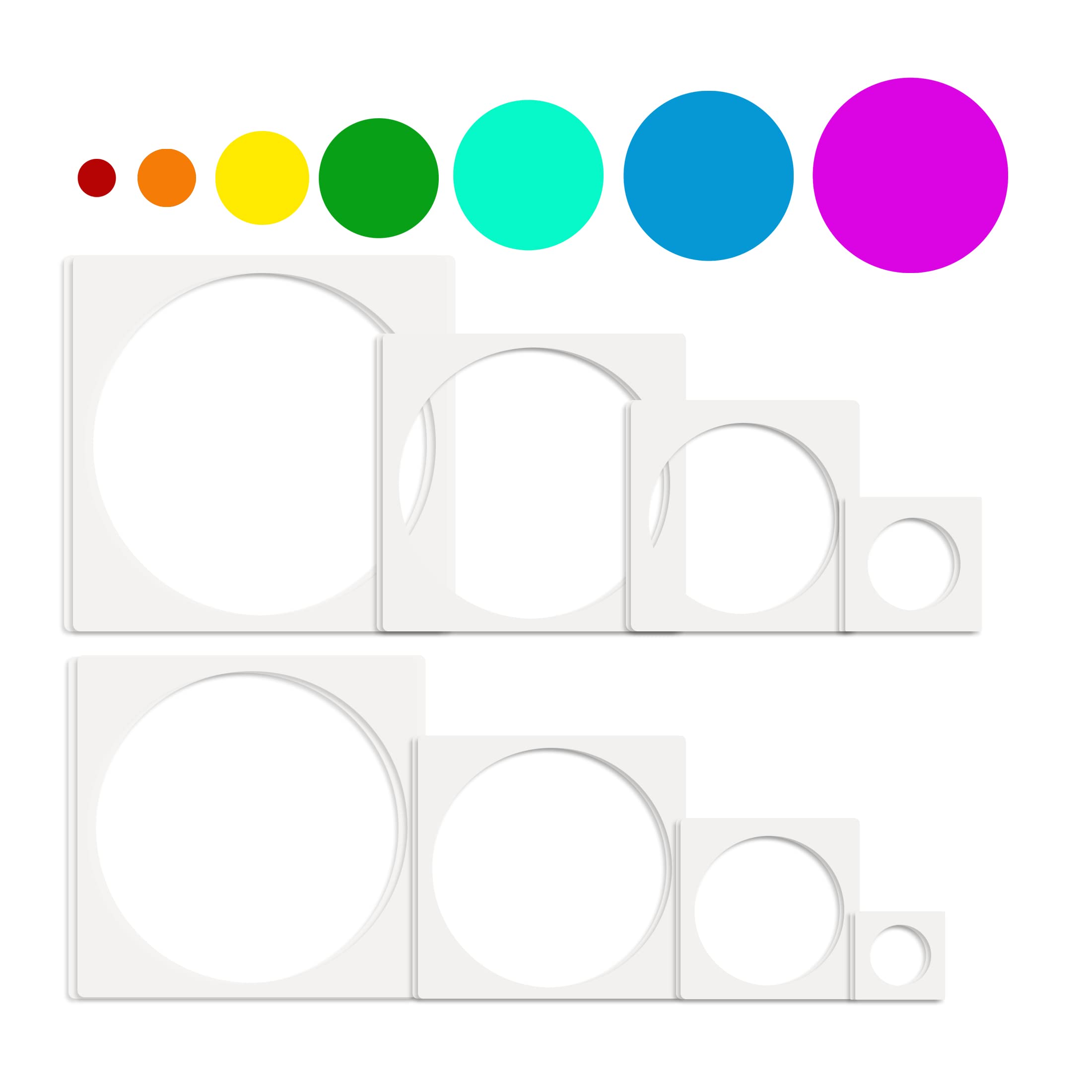 Plastic circle stencils, various sizes.