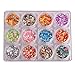 WOKOTO 12 Jars Multi-shape Nail Art Sequins Glitter Powder Mix Color Stars Shape Heart Shape Crescent Shape Colourful Nail Manicure Nail Art Decorations Paillette
