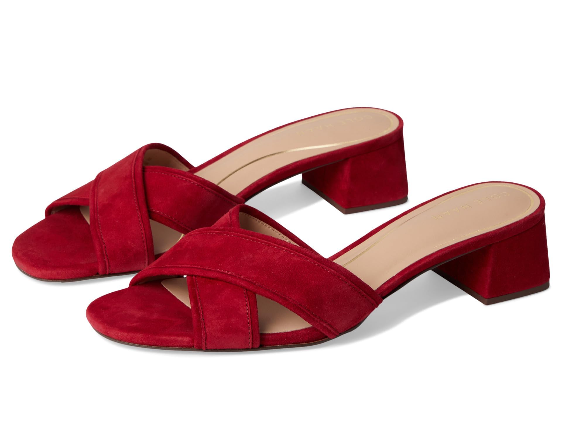 Cole Haan Womens Landon Sandals 40mm, Rio Red Suede, 11-B US