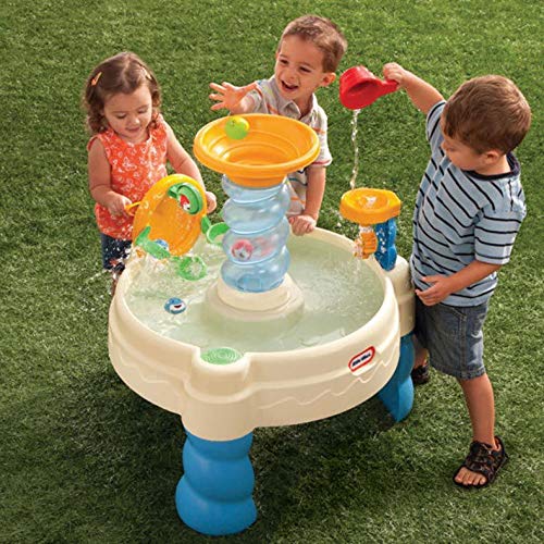 little tikes 0050743173752 Spiralin' Seas Water Table-Garden Game-Encourages Active and Imaginative Play-Includes 5 Balls and 1 Cup-for Toddlers from 24 Months to 6+ Years, Black