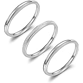 FPH 18K Gold Filled Stacking Rings for Women, Non-Tarnish Dainty 2mm Thin Ring Set, Wedding Engagement Stackable Jewelry Gift Size 6-10