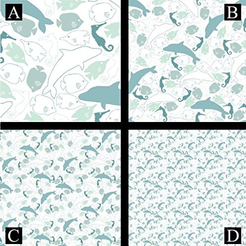 Dolphin &amp; Seahorse Pattern Printed Heat Transfer Vinyl (Style B - 12 x 12)