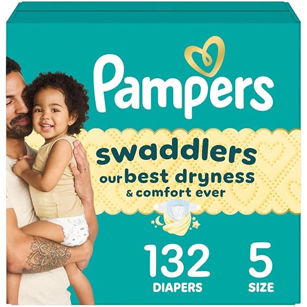 PAMPERS SWADDLERS DIAPERS, SIZE 5 (20-37 LBS), 132...
