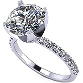 NANA Jewels 1.00ct to 4.00ct Simulated Diamond Engagement Ring Round Solitaire Sterling Silver
