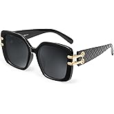 JM Vintage Oversized Square Polarized Sunglasses for Women，Retro Luxury Big Large Sun Glasses UV400