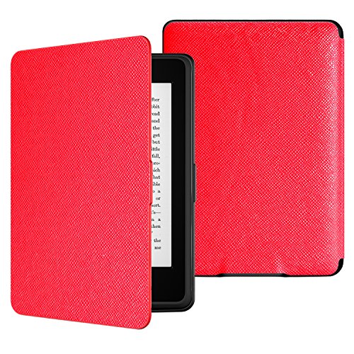 MoKo Case for Kindle Paperwhite, Premium Thinnest and Lightest PU Leather Cover with Auto Wake / Sleep for Amazon All-New Kindle Paperwhite (Fits 2012, 2013, 2015 and 2016 Versions), RED