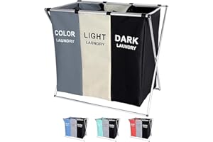BRIGHTSHOW Laundry Basket Organizer, 180L Collapsible Large Laundry Hamper 3 Section for Kids Dirty Clothes/Toys/Blanket Storage in Laundry Room Bedroom Storage and Organization