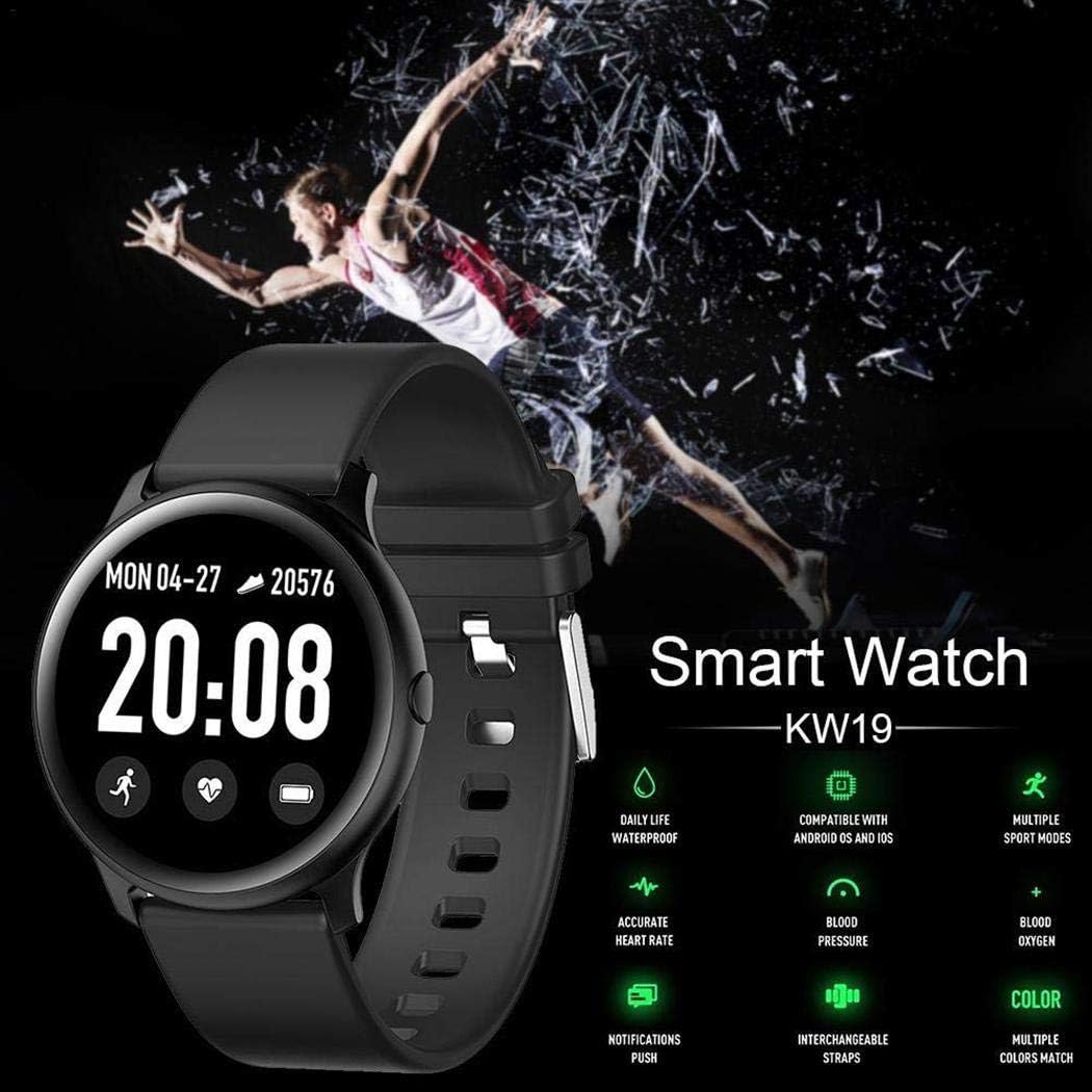 Zimrio KW19 1.3 Inch Smart Bracelet Multi-Functions Sport Mode Bluetooth Smart Watches with Heart Rate Monitor Sleep Monitor Calorie Counter Call Reminder
