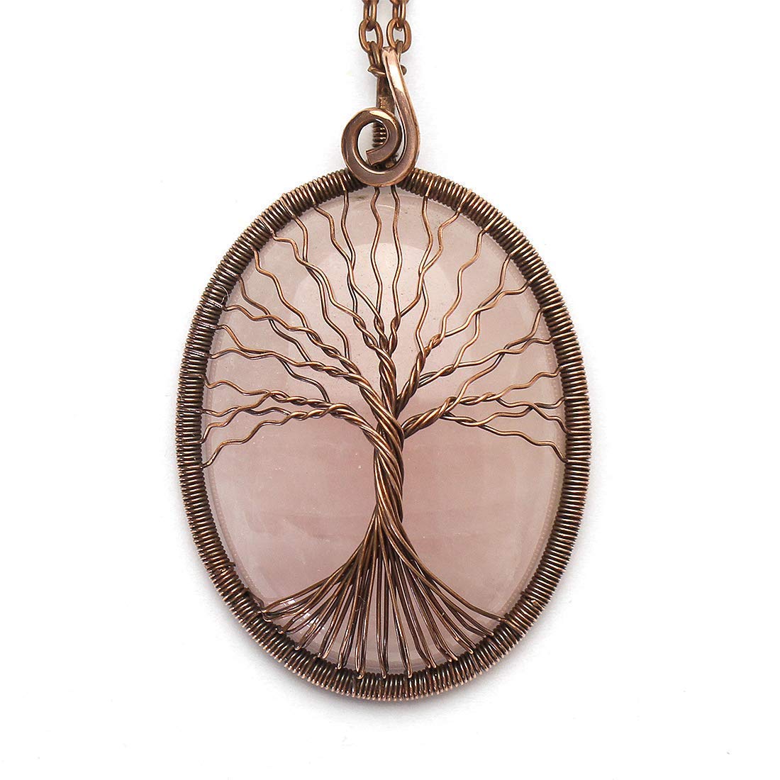 Tree of Life Pendant Rose Quartz Necklace