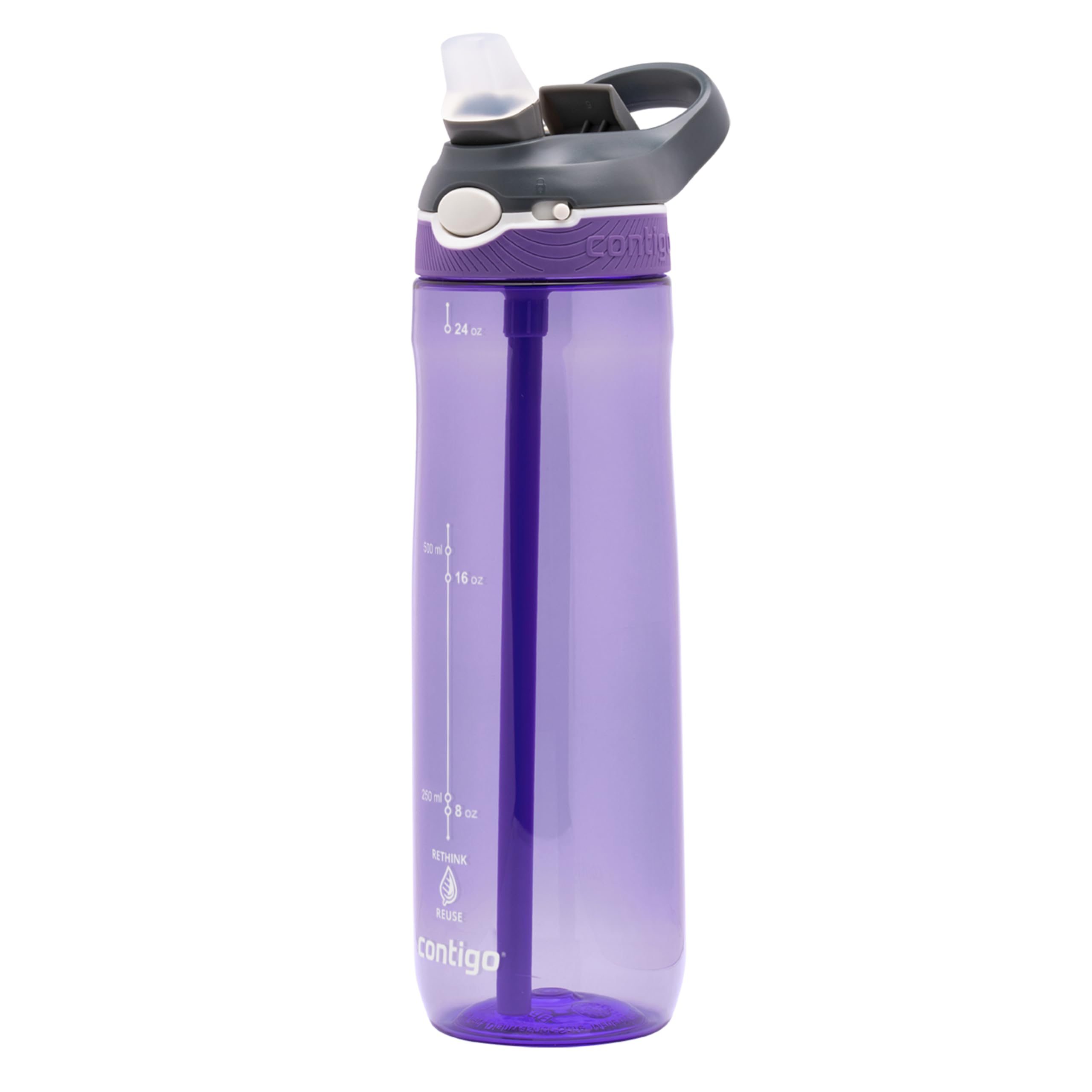 Contigo Ashland Autospout Water Bottle with Flip-Straw | Large BPA Free Drinking Bottle | Sports Flask | Leakproof Drink Bottle | Ideal for School, Gym, Bike, Running, Hiking | 720 ml | Grapevine