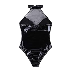 FEESHOW Women's Metallic One Piece Thong Bodycon