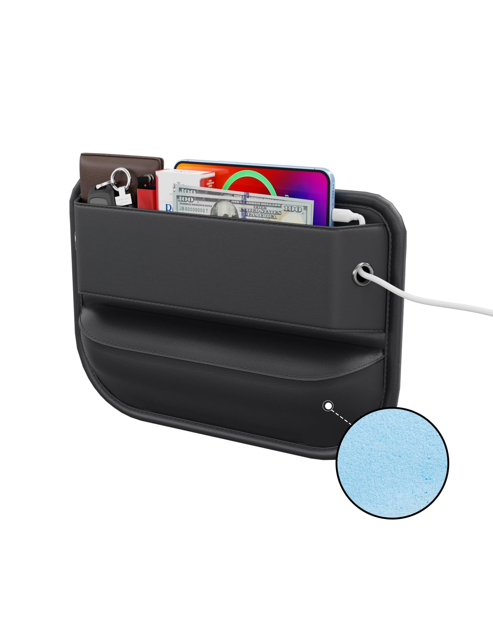 Photo 1 of Wanfuder Car Seat Gap Filler Leather Car Box Organizers and Storage Front Seats Interior Automotive Essentials - Car Accessories for Phones, Glasses, Keys, Cards-1 Pack1