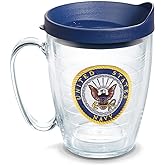 Tervis Navy Logo Made in USA Double Walled Insulated Tumbler Travel Cup Keeps Drinks Cold & Hot, 16oz Mug, Classic